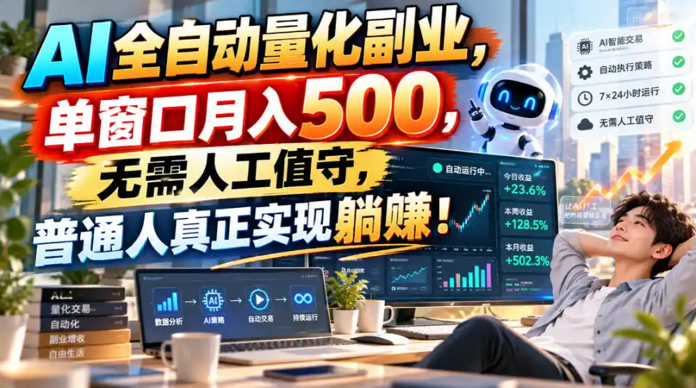 AI全自动量化副业，单窗口月入500，无需人工值守，普通人真正实现躺賺！-资源联盟