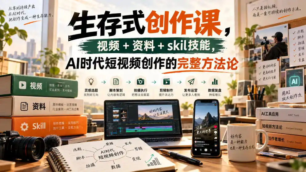 生存式创作课，视频+资料+skil技能，ai时代短视频创作的完整方法论-资源联盟