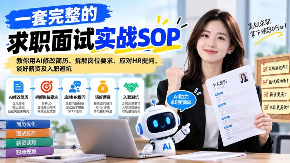 一套完整的求职面试实战SOP：教你用AI修改简历、拆解岗位要求、应对HR提问、谈好薪资及入职避坑-资源联盟
