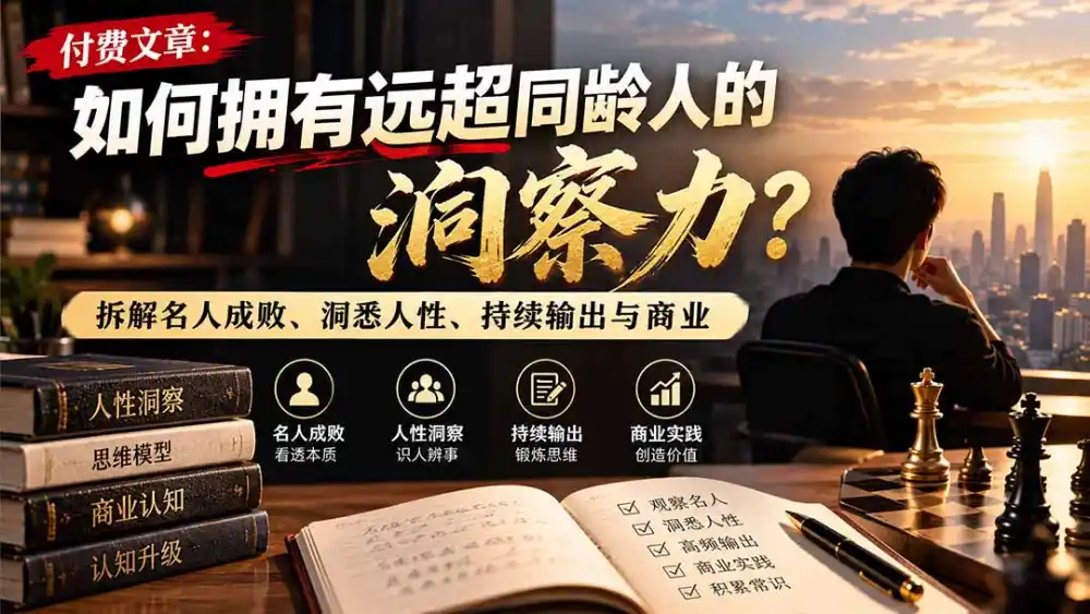 付费文章：如何拥有远超同龄人的洞察力？拆解名人成败、洞悉人性、持续输出与商业实践-资源联盟