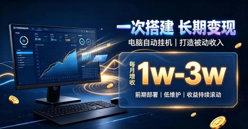 一份投入长期收益，电脑自动挂G类目，搭建被动收入每月增收1w-3w【揭秘】-资源联盟