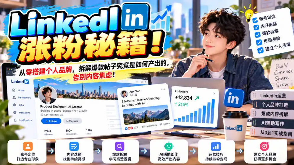 LinkedIn涨粉秘籍！从零搭建个人品牌，拆解爆款帖子究竟是如何产出的，告别内容焦虑！【原创双语字幕】-资源联盟