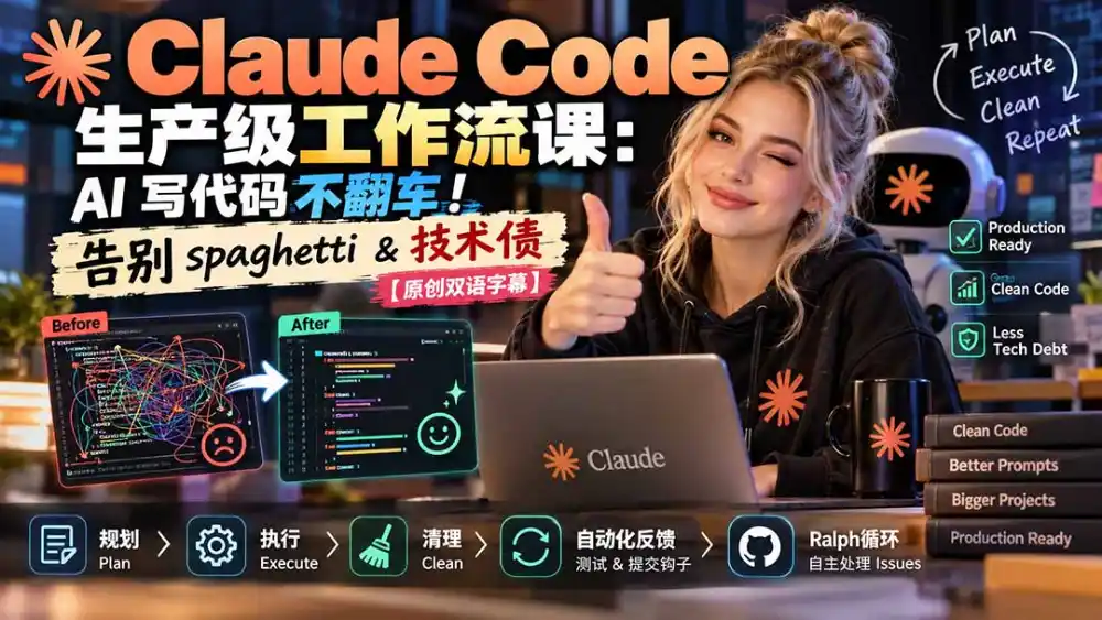 Claude Code 生产级工作流课：AI 写代码不翻车！告别 spaghetti & 技术债【原创双语字幕】-资源联盟