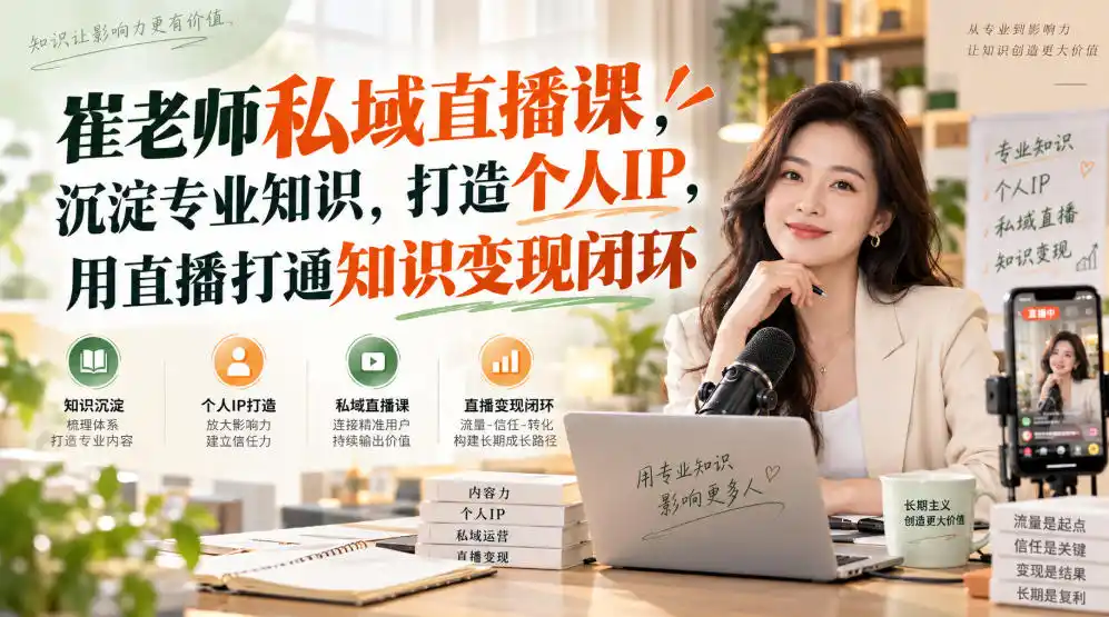 崔老师私域直播课，沉淀专业知识，打造个人IP，用直播打通知识变现闭环-资源联盟