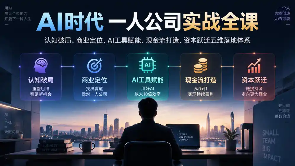 AI时代一人公司实战全课｜认知破局、商业定位、AI工具赋能、现金流打造、资本跃迁五维落地体系-资源联盟