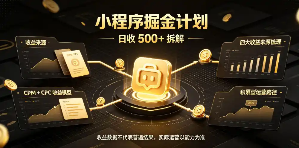 小程序推广计划，日收500+，腾讯官方打款，客户留存率高，收益长期稳定【揭秘】-资源联盟
