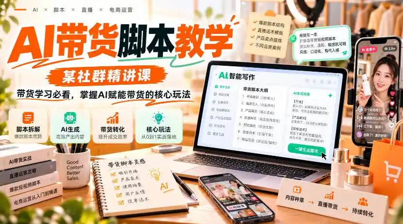 AI带货脚本教学，某社群精讲课，带货学习必看，掌握AI赋能带货的核心玩法-资源联盟