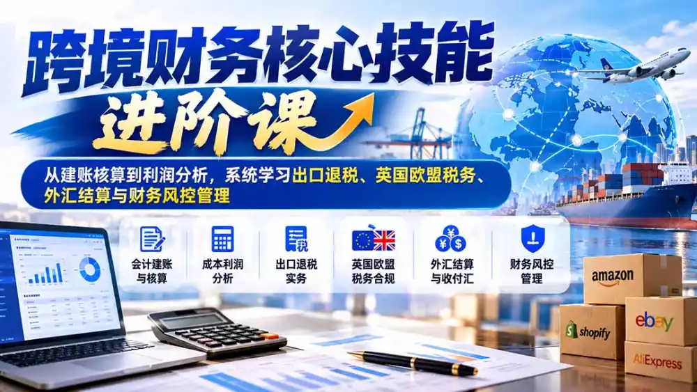 跨境财务核心技能进阶课：从建账核算到利润分析，系统学习出口退税、英国欧盟税务、外汇结算与财务风控管理-资源联盟