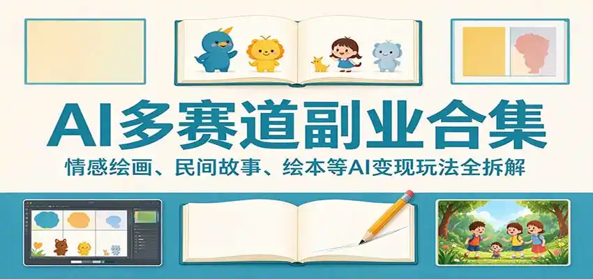 AI多赛道副业合集：情感绘画、民间故事、绘本等AI变现玩法全拆解-资源联盟