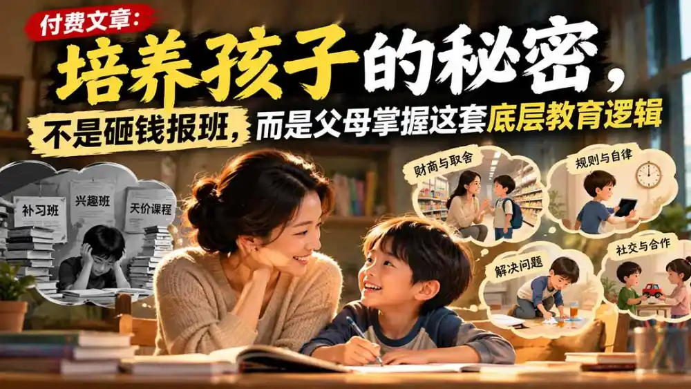 付费文章：培养孩子的秘密，不是砸钱报班，而是父母掌握这套底层教育逻辑-资源联盟