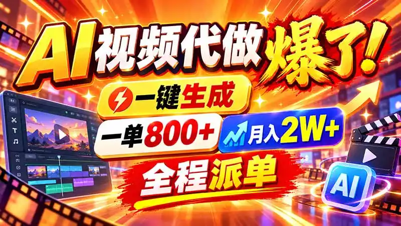 2026年底新赛道，AI视频代做一单800+，小白可做，告别打工-资源联盟