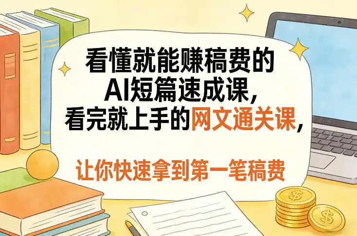 看懂就能賺稿费的AI短篇速成课，看完就上手的网文通关课，让你快速拿到第一笔稿费(更新1008)-资源联盟