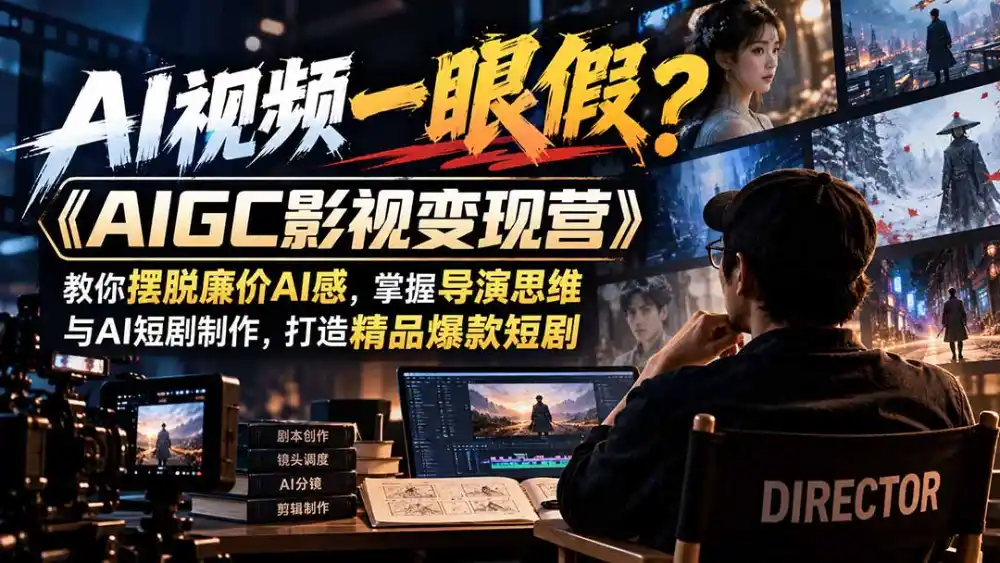 【无水印】AI视频一眼假？《AIGC影视变现营》教你摆脱廉价AI感，掌握导演思维与AI短剧制作，打造精品爆款短剧-资源联盟