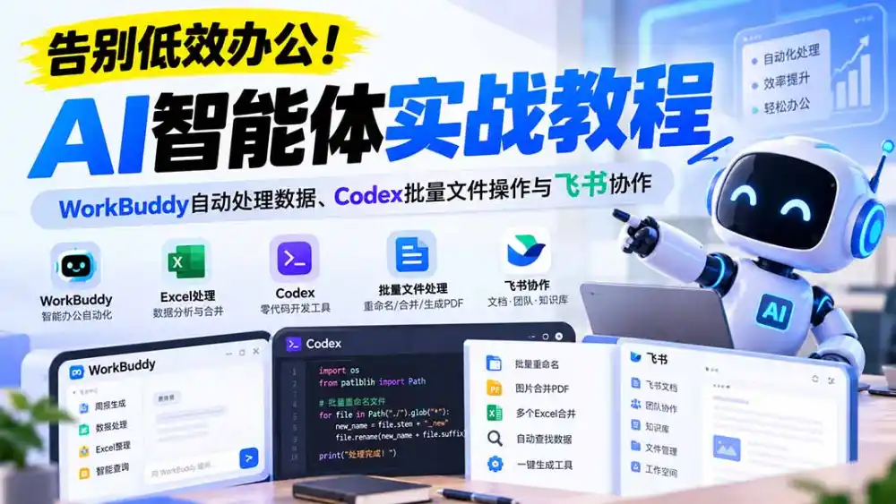 【无水印】告别低效办公！《AI智能体实战教程》WorkBuddy自动处理数据、Codex批量文件操作与飞书协作-资源联盟