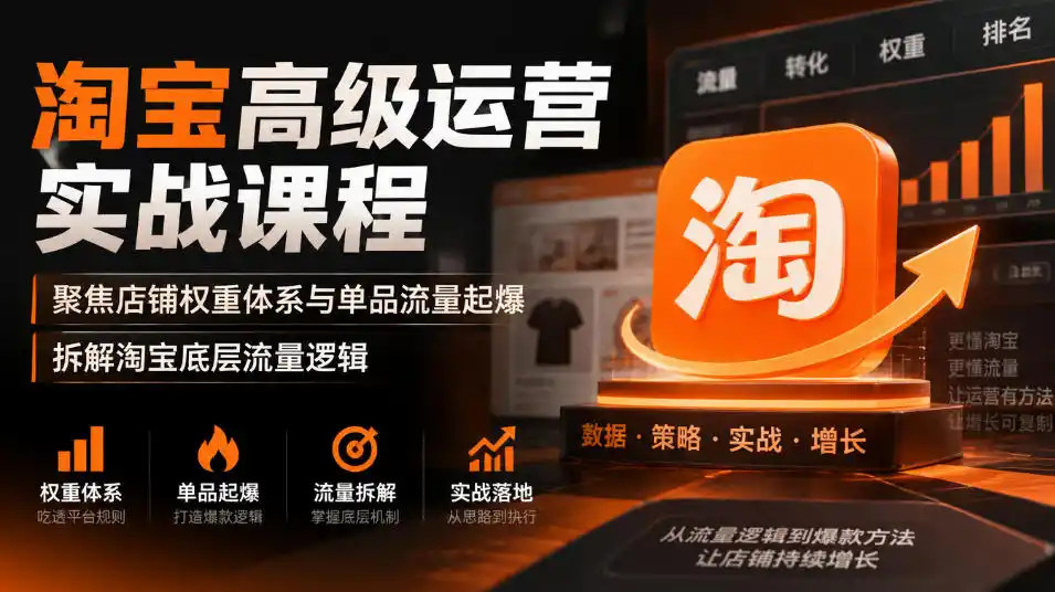 淘宝高级运营实战课程，聚焦店铺权重体系与单品流量起爆，拆解淘宝底层流量逻辑-资源联盟