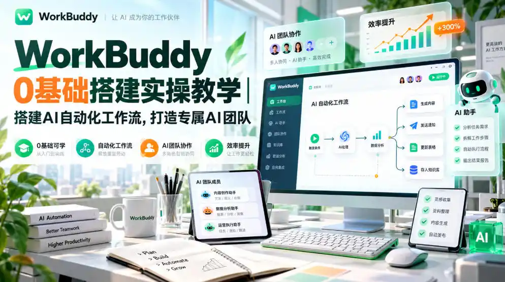 WorkBuddy 0基础搭建实操教学｜搭建AI自动化工作流，打造专属AI团队-资源联盟