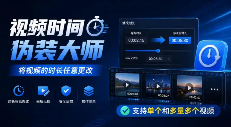 视频时间伪装大师，将视频的时长任意更改，支持单个和多量多个视频-资源联盟