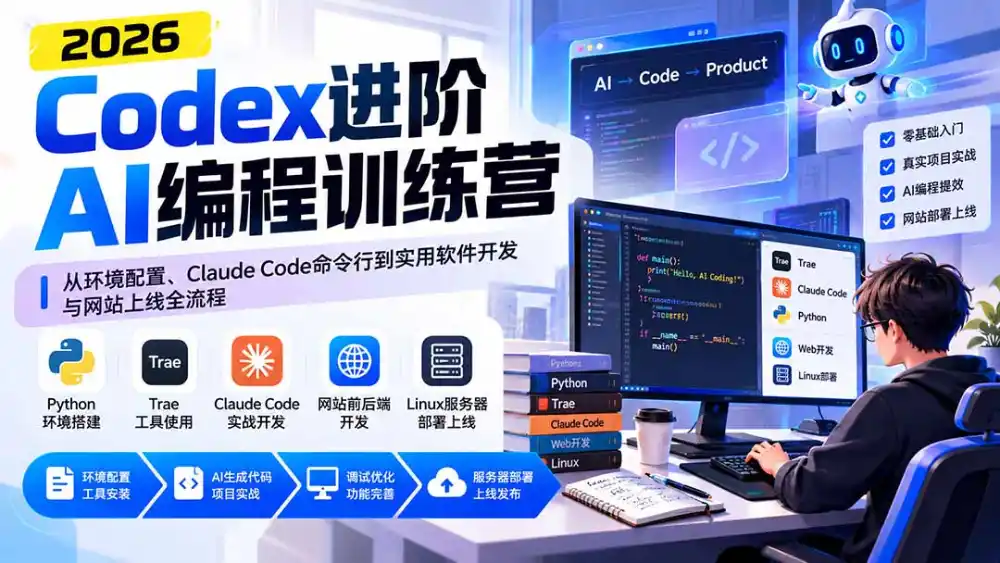 Codex进阶AI编程训练营：从环境配置、Claude Code命令行到实用软件开发与网站上线全流程-资源联盟