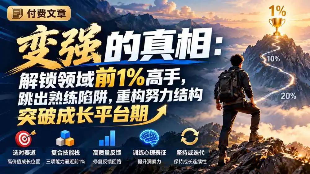 付费文章：变强的真相：解锁领域前1%高手，跳出熟练陷阱，重构努力结构突破成长平台期-资源联盟