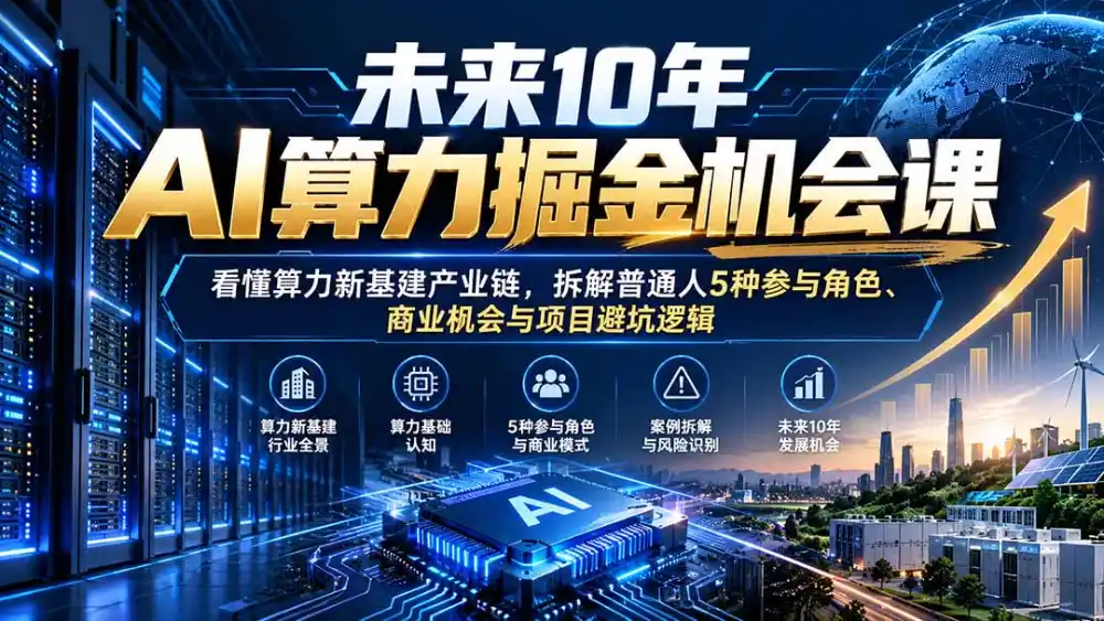 未来10年AI算力掘金机会课：看懂算力新基建产业链，拆解普通人5种参与角色、商业机会与项目避坑逻辑-资源联盟
