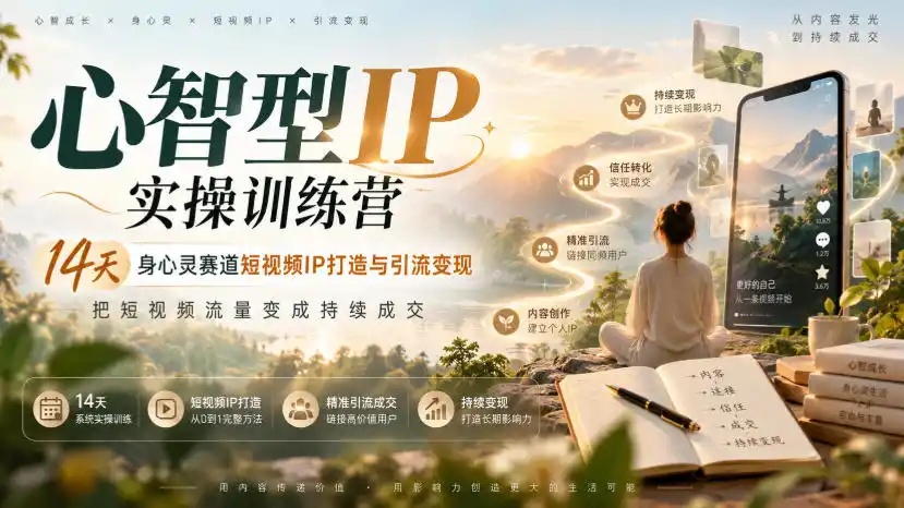 心智型IP实操训练营｜14天身心灵赛道短视频IP打造与引流变现，把短视频流量变成持续成交-资源联盟