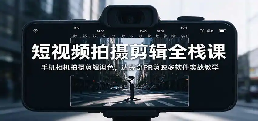 短视频拍摄剪辑全栈课：手机相机拍摄剪辑调色，达芬奇PR剪映多软件实战教学-资源联盟