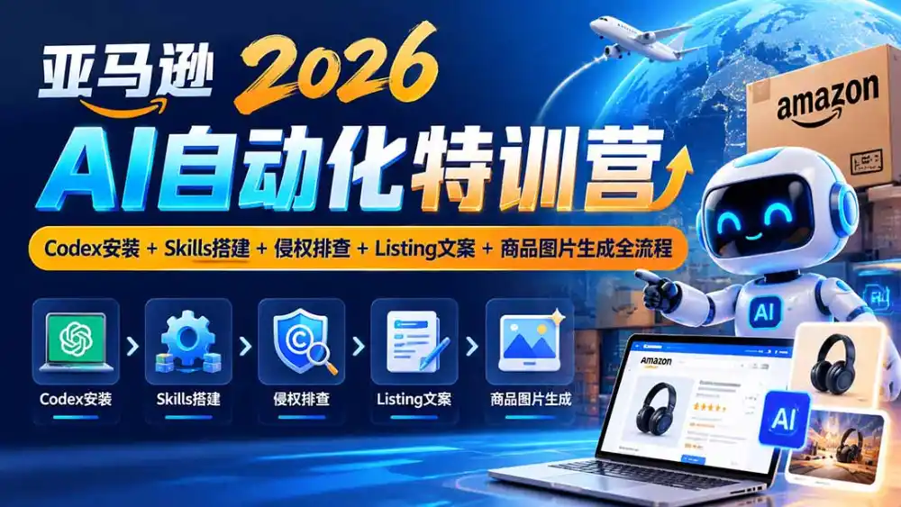 亚马逊2026AI自动化-10月特训营：Codex安装+Skills搭建+侵权排查+Listing文案+商品图片生成全流程-资源联盟