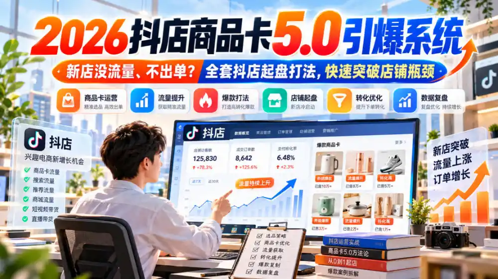 2026抖店商品卡5.0引爆店铺流量，新店没流量、不出单？全套抖店起盘打法，快速突破店铺瓶颈-资源联盟