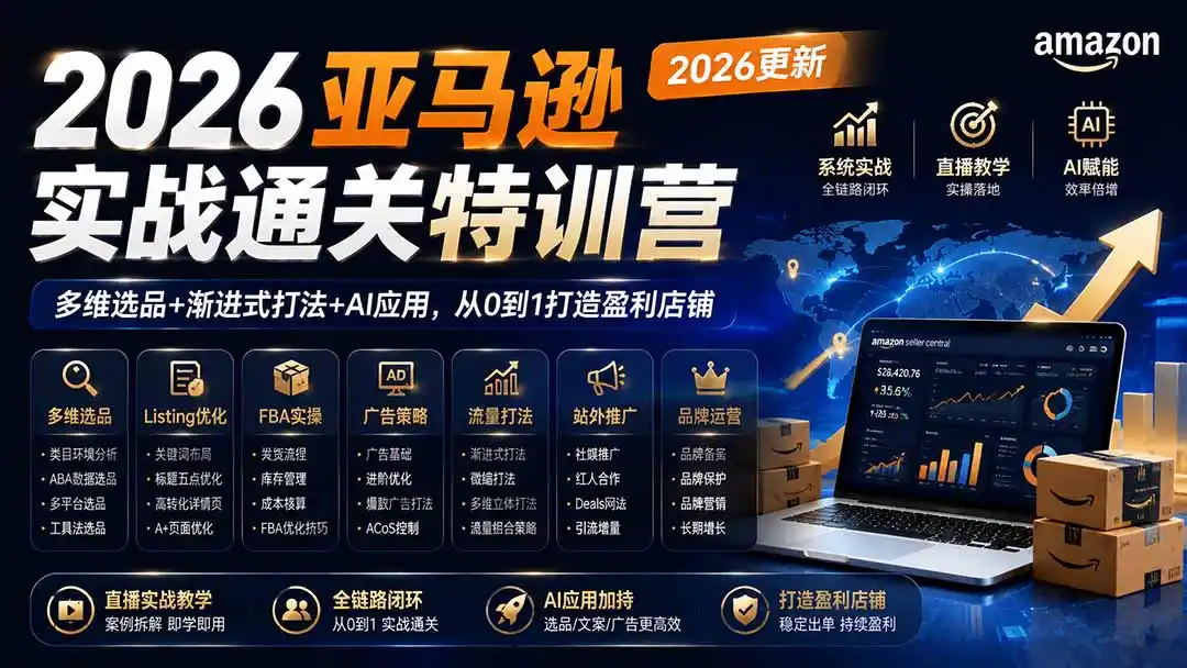 2026亚马逊实战通关特训营-更新1001，多维选品+渐进式打法+AI应用，从0到1打造盈利店铺-资源联盟