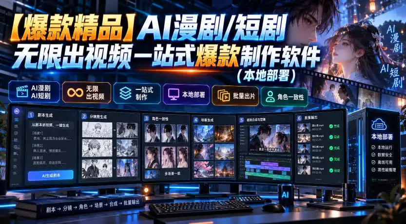 【爆款精品】AI漫剧/短剧无限出视频一站式爆款制作软件(本地部署)-资源联盟