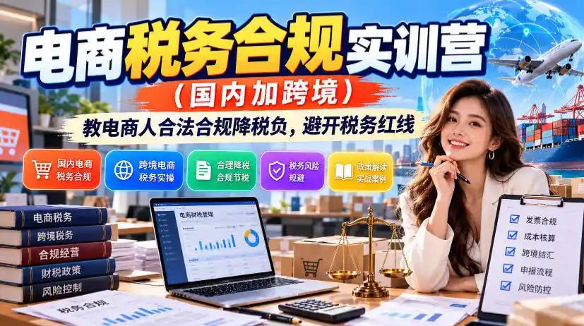 电商税务合规实训营(国内加跨境)，教电商人合法合规降税负，避开税务红线-资源联盟